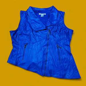 Asymmetrical Royal Blue Faux Leather Vest NYGARD XL